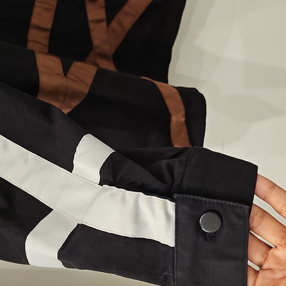 Stylish Black Jacket White Brown Bondage Strap Accents Bandage - Picture 3 of 3